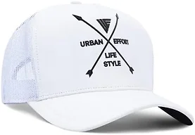 Urban Effort Mesh Back Cap - For men and Women Baseball Hat 5-Panel Trucker Hat - Great Snapback Closure for Hunting & Hiking, White