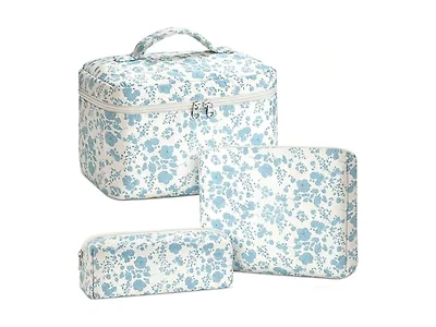 3 Pcs Quilted Makeup Bag Set