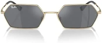 Ray-Ban RB3728 92136V 55 55-18-145 Ray-Ban Rb3728 Yevi Hexagonal Sunglasses Light Gold /Dark Grey Mirrored Silver