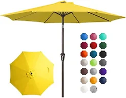 JEAREY 10FT Outdoor Patio Umbrella, Market Umbrella | Outdoor Table Umbrellas with 8 Sturdy， Tilt & Crank UV Protection Waterproof for Garden, Deck, Backyard, Pool