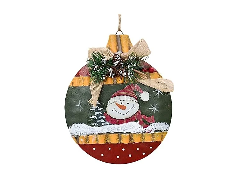 ecipl Metal Christmas Sign Hanging Snowman Santa Ornament