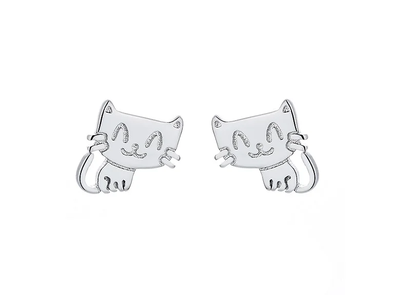 Sterling Silver Cat Earrings