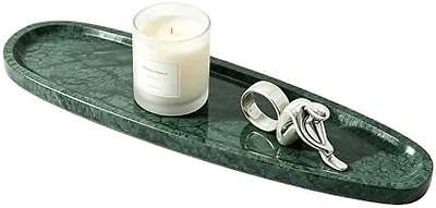 PracFit Natural Marble Vanity Tray, 16.6"x4.6", Green