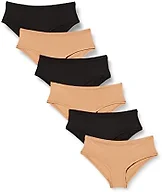 Amazon Essentials Women's Breathable Microfibre Seamless Panties (Available in Plus Size), Pack of 6, Black/Washed Bronze, XX-Small