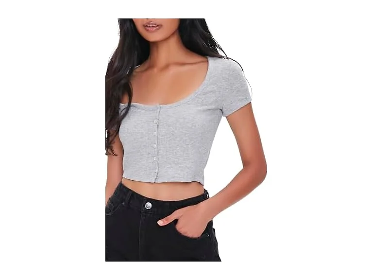 Forever 21 Button-front Crop Top