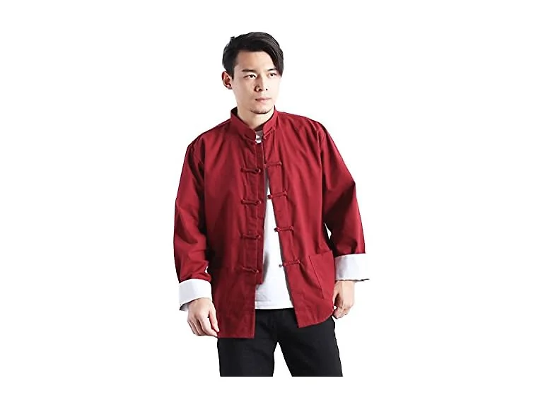 Idopy Men (L) Men`s Chinese Traditional Tai Shirt