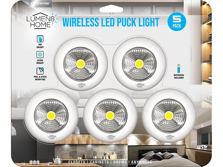 5-Pack Wireless LED Puck Lights