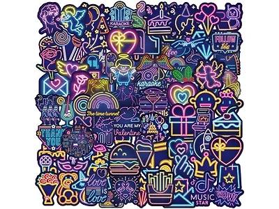 200 PC Random Neon Themed Stickers
