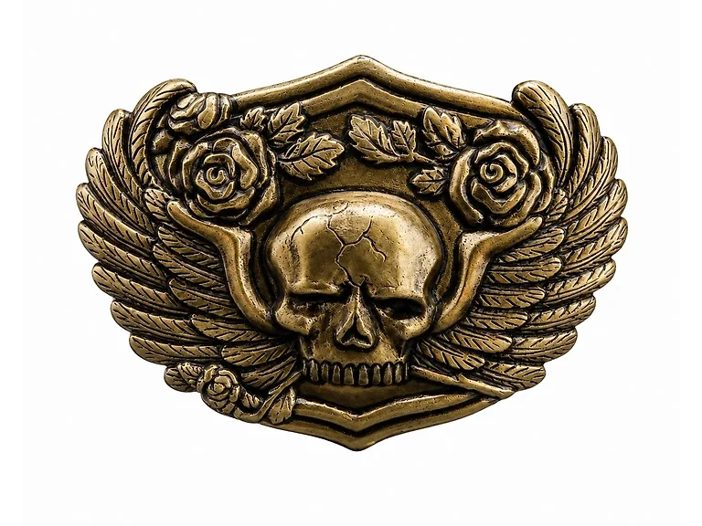 Vintage Bronze Skull Belt Buckle
