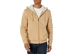 Amazon Essentials Men's Sherpa Lined Full-Zip Hooded Fleece Sweatshirt Sweater, -Camel Heather, X-Large