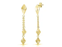 Yeidid Italian 925 Sterling Silver Diamond Cut Marquise Drop Earrings Plated in 18K Yellow Gold