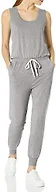 Amazon Essentials Women's Studio Terry Fleece Jumpsuit, Stretchy Drawstring Lounge (Available in Plus Size), Light Grey Heather, X-Small
