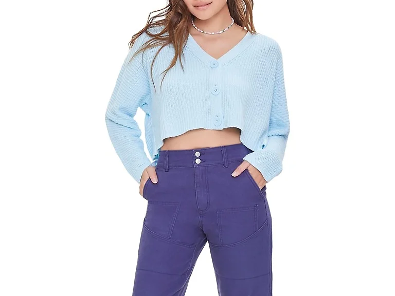 Forever 21 Women (M) Ribbed Knit Sweater Sky Blue