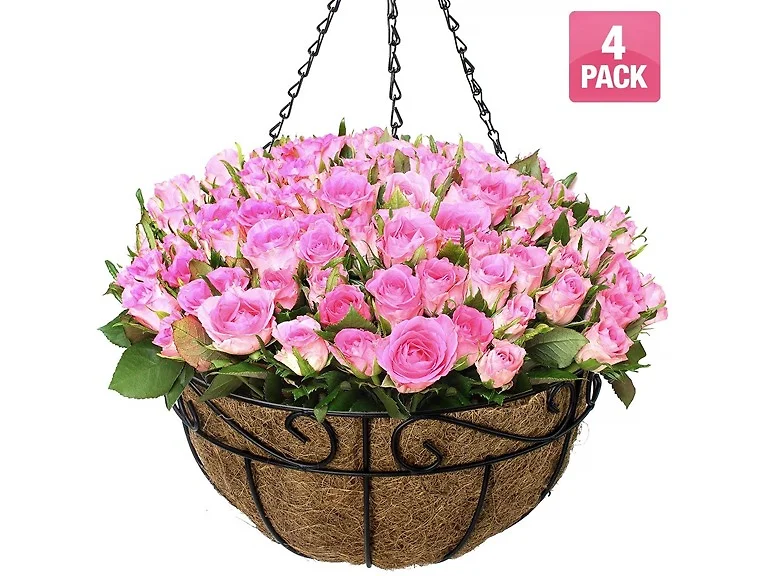 Metal Hanging Planter Basket - 4 Pack