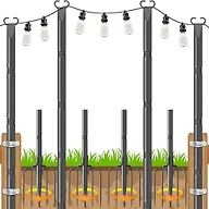 JYTOBN 10Ft String Light Poles,Poles for Outdoor String Lights with Fork and Fence Clamp,Hanging Lights Metal Stand Post for Deck Patio Backyard Garden Decorations