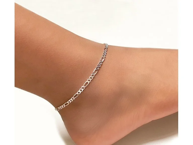 925 Sterling Silver Figaro Anklet