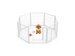 HealSmart Dog Playpen Indoor, Puppy Playpen Indoor Outdoor for Yard, Camping, RV, 24" Height 8 Panels Heavy Duty Dog Pen for Puppies/Small Dogs, White