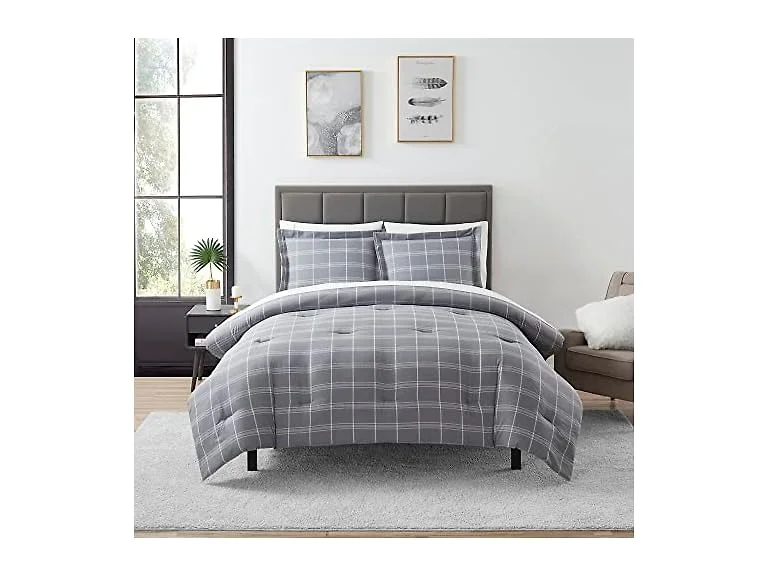 Chambray Weave Plaid Comforter Set
