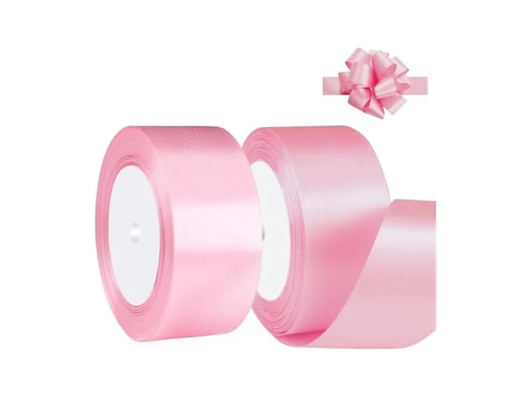 SUTOUG Pink Satin Ribbon 1 1/2 Inch x 2 Rolls