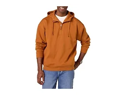 Amazon Essentials Men's Quarter-Zip Oversized-Fit Hoodie Sweatshirt, Caramel, Medium