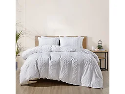 Tufted Clipped 3 Pc Duvet Cover Set