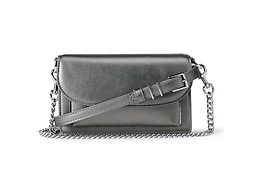 Amazon Essentials Women's Convertible Crossbody Clutch Bag with Interchangeable Straps, Gunmetal, One Size