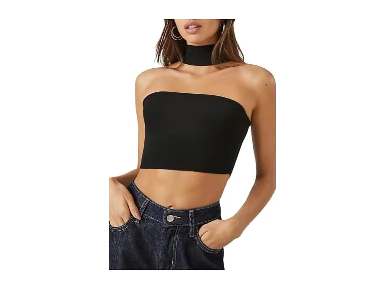 Forever 21 (XS) Sweater-knit Choker Crop Top