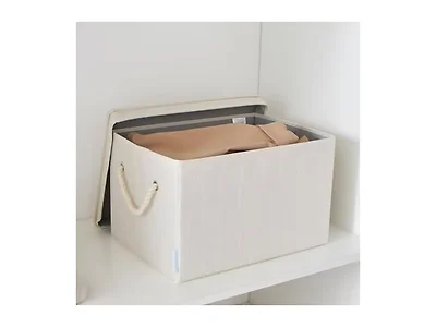 CROS Storage Baskets with Lid 2 Pack Beige Ivory