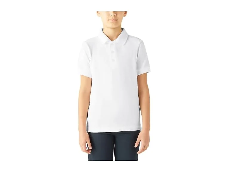 Dickies Boys (XXS) Short Sleeve Pique Polo White
