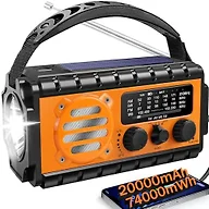 QAUYYW Solar Hand Crank Emergency Radio, 20000mAh AM FM NOAA Weather Radio