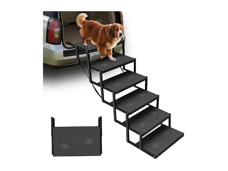 YACONA dog steps for car 6 steps Black