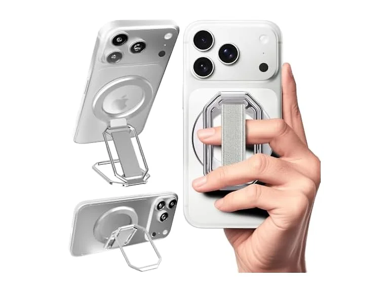 HYCZAAE Silver 4-in-1 Phone Grip Stand