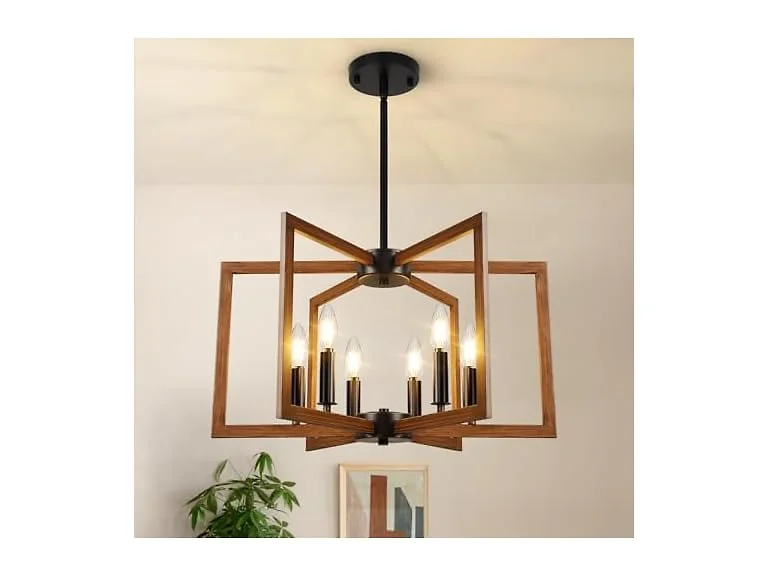 Bairth Adjustable Wood Grain Kitchen Chandelier