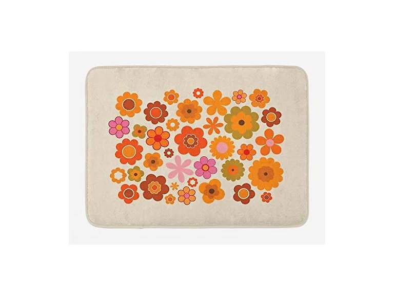 Ambesonne 1970s Bath Mat, Vintage Style Bloss