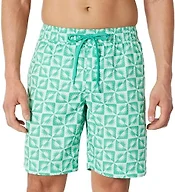 Amazon Essentials Men's 9" Quick-Dry Swim Trunk, Light Blue Mint Green Sun Geo, Large