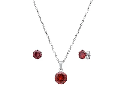 Red Stone Necklace & Earring Set