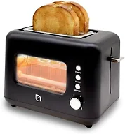 WILLOW Eco Series 2 Slice Toaster with Clear-View Window, 6 Shade Settings, 900W Retro Toaster with Extra Wide Slots + Bagel, Cancel, & Defrost Buttons, 2 Slice Toasters w Crumb Tray for Easy Cleanup