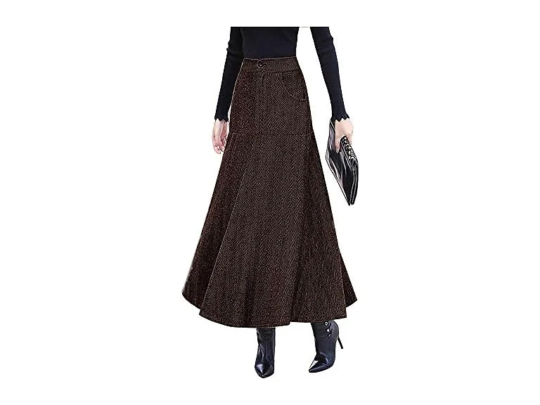 Idealsanxun Women (M) Long Wool Skirts Fall Skirts