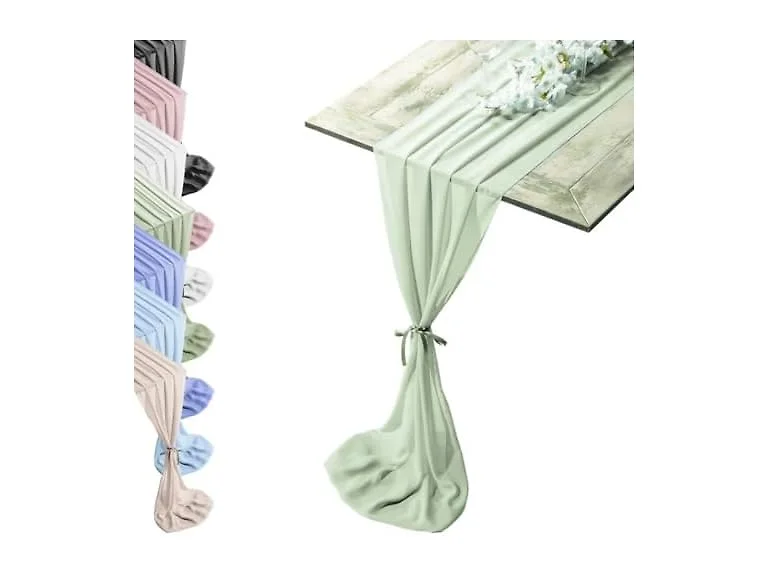 RCZ Décor Silky Touch Chiffon Table Set Sage Green