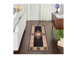 Superior Indoor Washable Area Rug, Non Slip, 2'7"x6', Midnight Blue