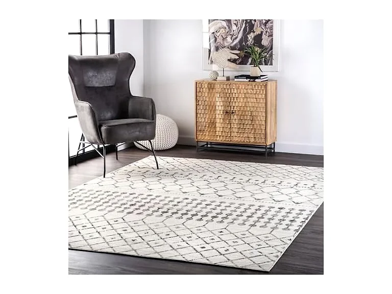 Nuloom Zola Rug 5x8 Grey/Cream Moroccan