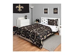 FOCO New Orleans Saints NFL Team Color Bed In a Bag Comforter Bedding 5 Piece Full Set