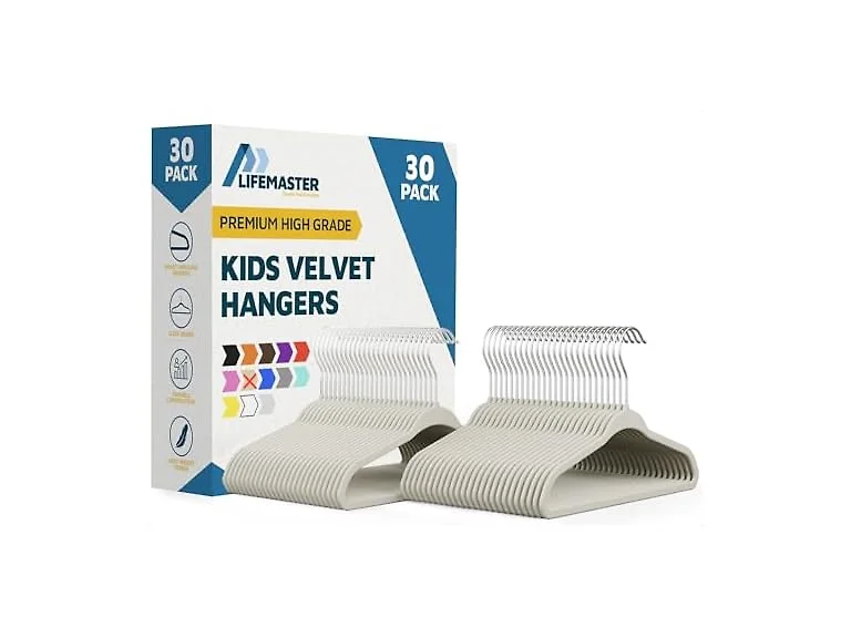 Ivory Velvet Kids Hangers 30 Pack