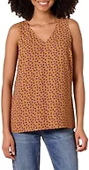 Amazon Essentials Women's Regular-Fit V Neck Sleeveless Layering Tank Top (Available in Plus Size), Camel Floral, Large