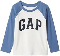 GAP Boys' Long Sleeve Logo Raglan Tee, Bainbridge Blue, 6-12 Months