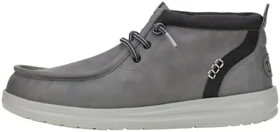 Hey Dude Mens Shoes, Wally Mid Grip R Classic, Grey/Black, 45