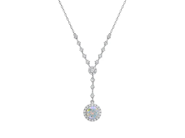 Moissanite Rainbow Halo Necklace