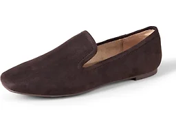 Amazon Essentials Women's Soft Minimal Slip-On Loafer with Flexible Outsole, Dark Brown Faux Suede, 5.5