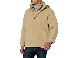 Dockers Men's Dwight Soft Shell Bib Jacket, Harvest Gold Hooded, Large