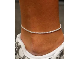Italian 925 Sterling Silver 9 Inch Bismark Anklet